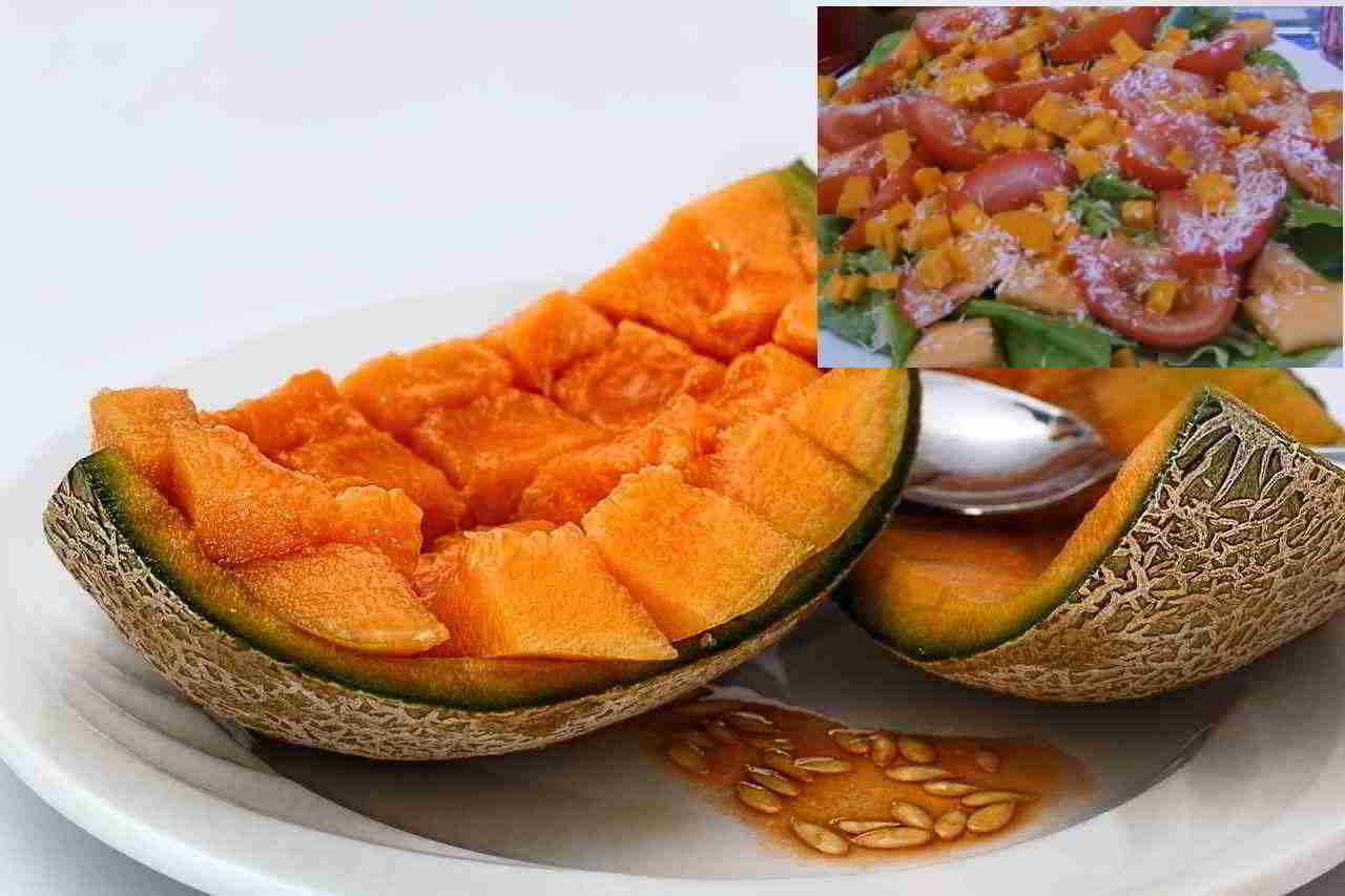 Salade de melon et mimolette à la noix de coco