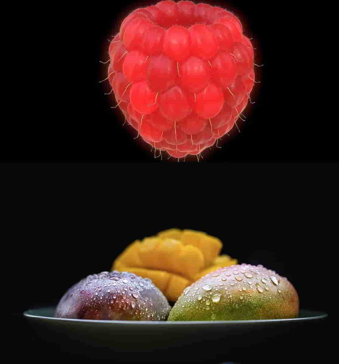 Verrine framboises mangue