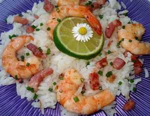 Recette riz au lard et aux crevettes