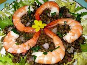 Recette salade lentilles aux fruits mer