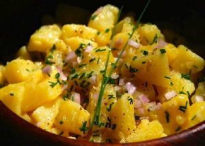 Salade pommes de terre curry échalotes
