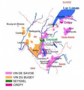 Carte des vins de Savoie et de Bugey