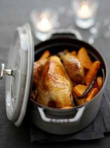 Recette Pintade en cocotte aux patates douces vanillées