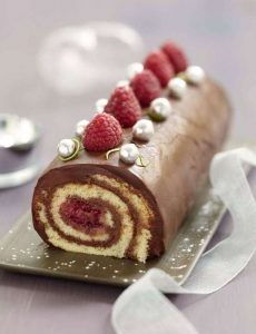 Recette Bûche roulée chocolat, framboise biscuit, coco citron vert