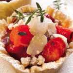 Recette Paniers gourmands vanillés à la fraise aux amandes et au thym