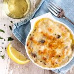 gratin de coquilles saint-jacques et lotte