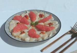 Recette Carpaccio de Saint-Jacques au pamplemousse rose