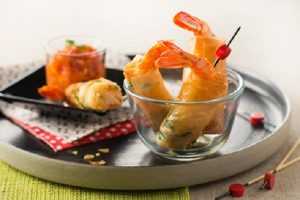 Recette Grosses gambas croustillantes en robe des champs