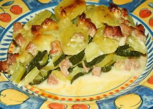 Recette gratin de courgettes au canard