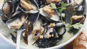 Recette Moules à la crème et au bleu