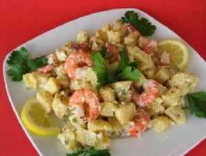 Recette Salade aux crevettes roses, pommes et curry