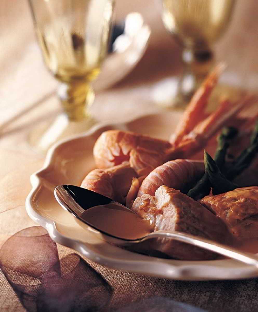 Recette Fricassée de volaille aux langoustines et asperges vertes