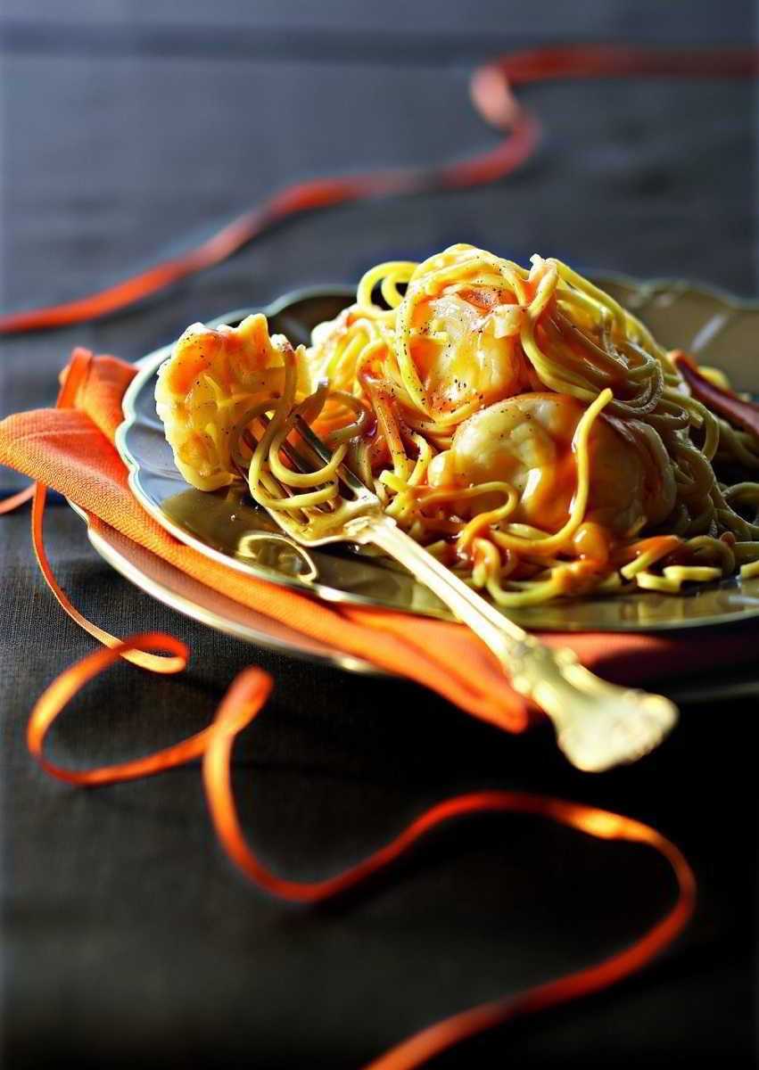 Recette spaghetti de langouste à l'ail noir