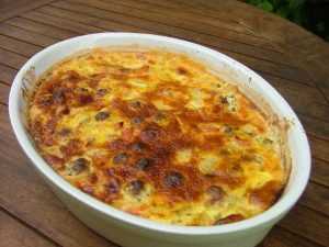 Recette Clafoutis aux tomates, courgettes et boursin