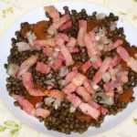 Recette Salade de lentilles froide aux lardons