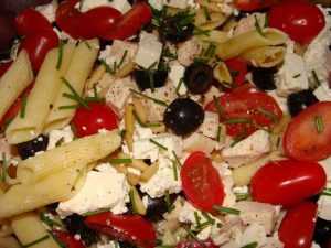 Recette Salade de pâtes au poulet et à la feta