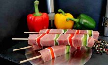 Brochettes porc fermier et poivrons