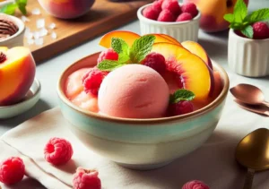 recette sorbet pêche framboise copie