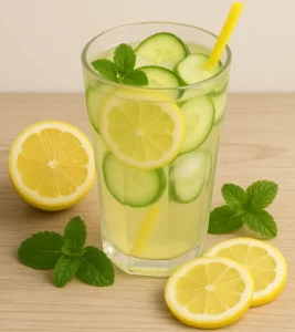 Recette Citronnade fraîche à la menthe et au concombre