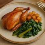 Recette Cailles rôties aux topinambours fondants et blettes braisées au vin blanc