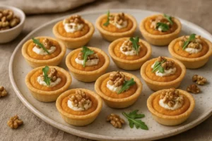 Recette Mini tartelettes de Noël au potimarron, chèvre et noix