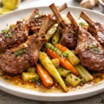 Recette de Côtelettes d’agneau rôties au thym, légumes d’hiver glacés