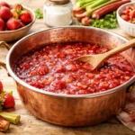 Confiture de fraises et rhubarbe à la vanille