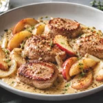Filet mignon de porc aux pommes, moutarde et cidre